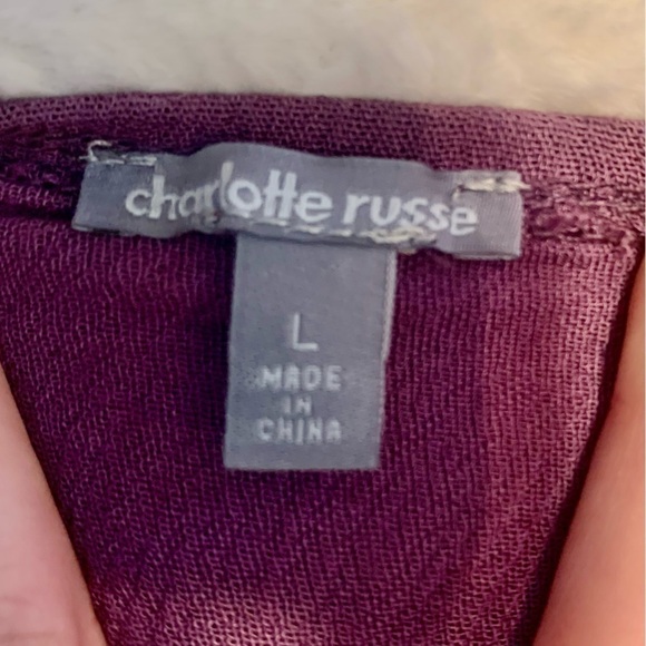 Cropped Peasant Top Large Charlotte Russe Plum Purple Crochet Lace Detail Rayon - Picture 8 of 13